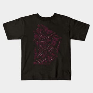 Dark Burgundy Colour Modern Geometric Pattern Kids T-Shirt